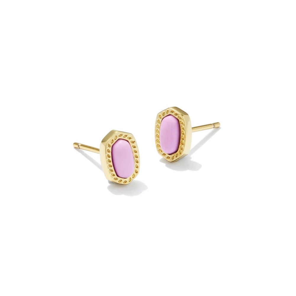 Kendra Scott Mini Ellie Gold Studs in Pink Opalite Crystal / NWT & with Dustbags
